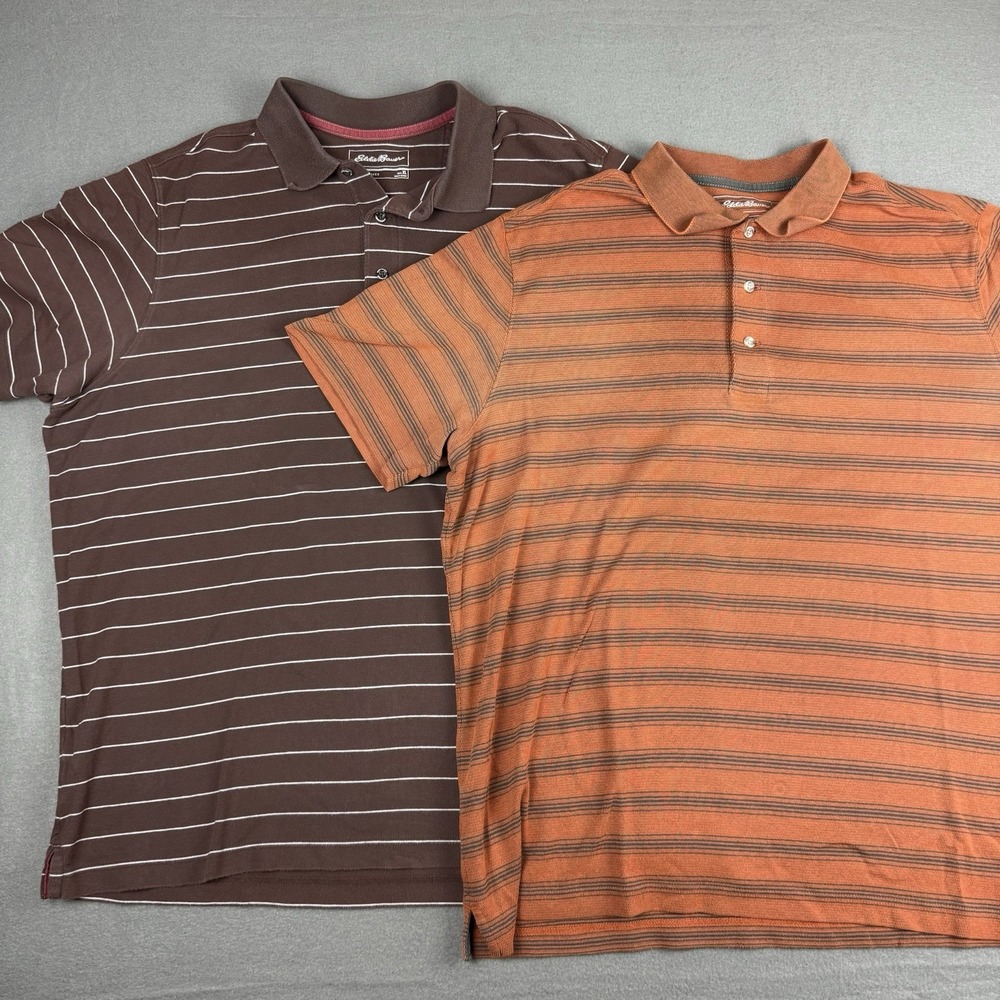 Eddie Bauer Travex Polo Shirt‎ Mens Size XL Large Short Sleeve Brown Lot Of 2